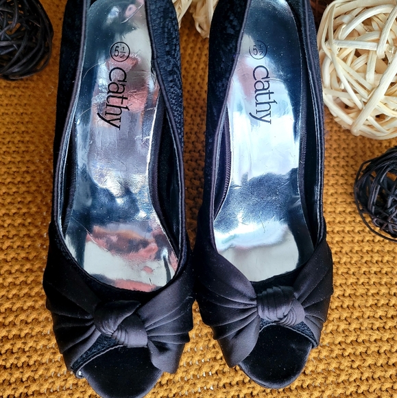 Cathy Jean 3 Inches Open Toe Stilleto Black 5.5 - Picture 8 of 8